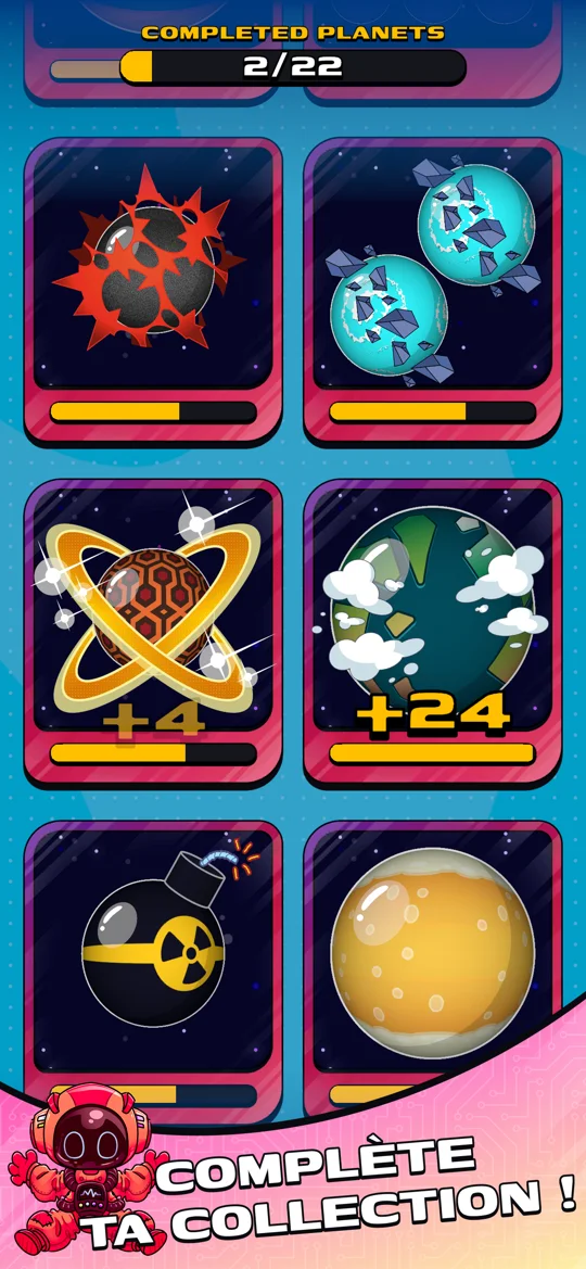 Gravity Hook : planètes à débloquer